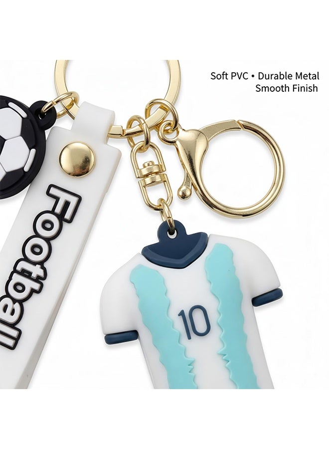 1PCS Messi No.10 Argentina Soccer Keychain, White Blue Jersey Style Silicone Keyring with Mini Ball & Strap, Car Key Holder for Backpacks Sports Fan Collectibles Ideal World Cup Gift - Image 4