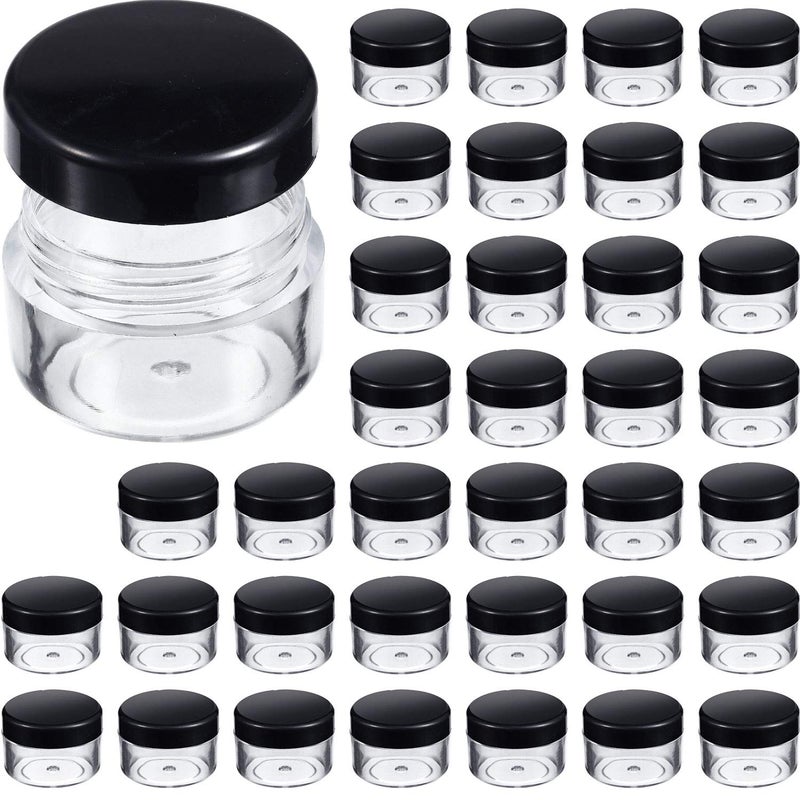 SATINIOR 36 Pieces Plastic Jars with Lids Round Leak Proof Airtight Container Cosmetic Small Empty Jars for Lotions Ointments Travel Toiletries Creams Make up Storage017 ozBlack