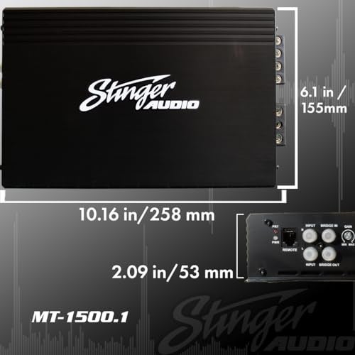 STINGER Audio Monoblock Car Audio Amplifer with Bass Remote, Bridgeable, Class D 1-Channel Car Amplifier, Mosfet Power Supply, High/Low-Level Input, Competition Grade Amplifier (Black - 1500W) - Image 4