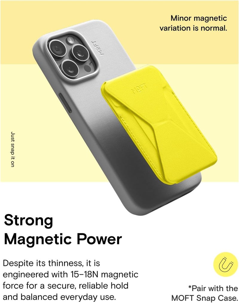 MOFT Magnetic Wallet Stand Compatible with iPhone 17/16/15/14/13/12 Series, Angle Adjustment & Magsafe Compatible MOVAS Phone Stand,Neon Yellow - Image 4