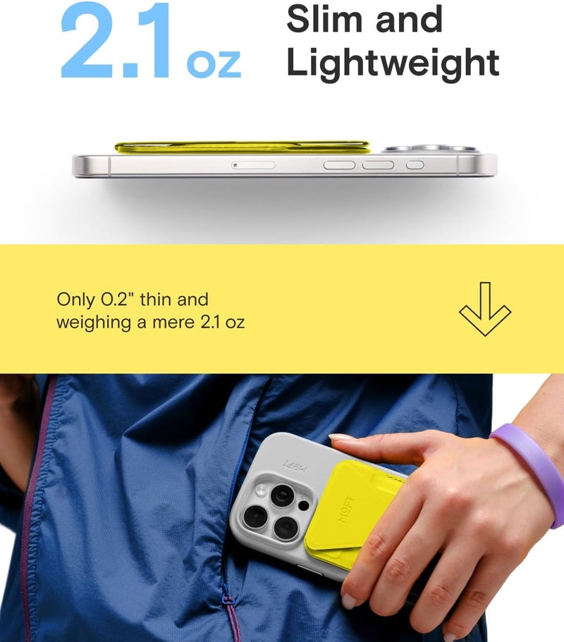 MOFT Magnetic Wallet Stand Compatible with iPhone 17/16/15/14/13/12 Series, Angle Adjustment & Magsafe Compatible MOVAS Phone Stand,Neon Yellow - Image 2