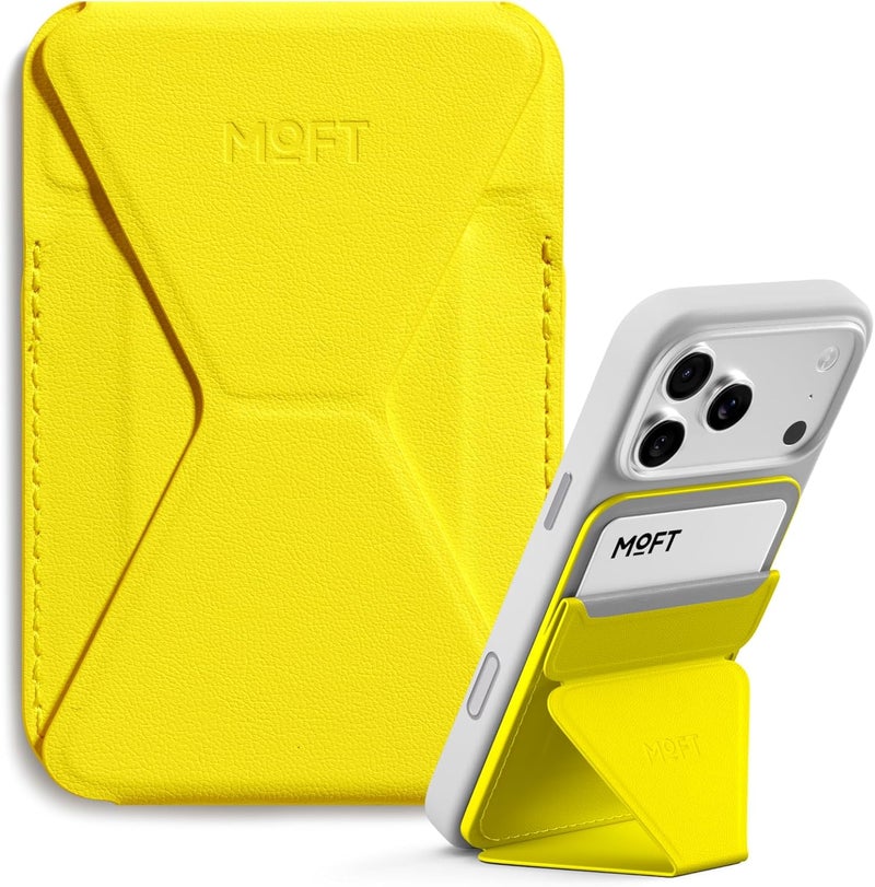 MOFT Magnetic Wallet Stand Compatible with iPhone 17/16/15/14/13/12 Series, Angle Adjustment & Magsafe Compatible MOVAS Phone Stand,Neon Yellow - Image 1