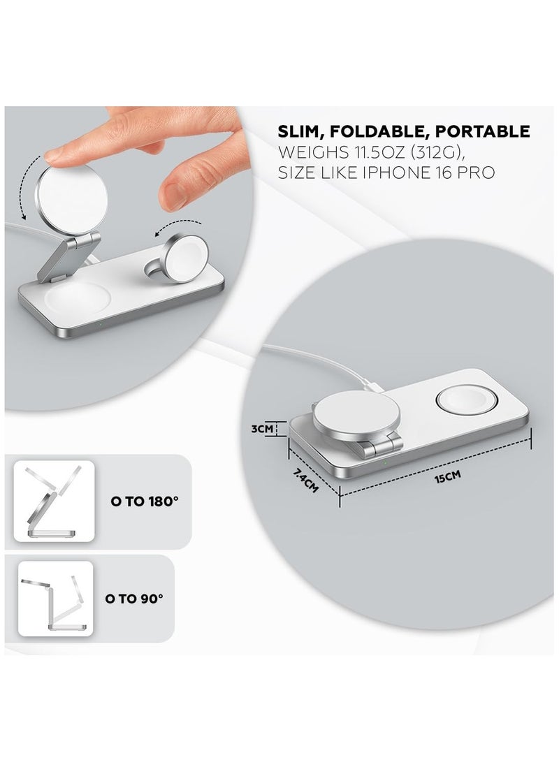 3 in 1 Wireless Charging Station for Apple Compatible with Magsafe Charger Stand, Magnetic Wireless Charger Station for iPhone 16 15 14 13 12 Series, Airpods Pro, Apple Watch (White) - Image 3