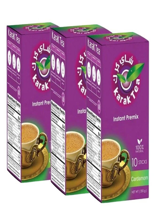 Karak Tea Instant Premix, Cardamom Flavor, Pack of 3(total of 30 sticks) - Image 1