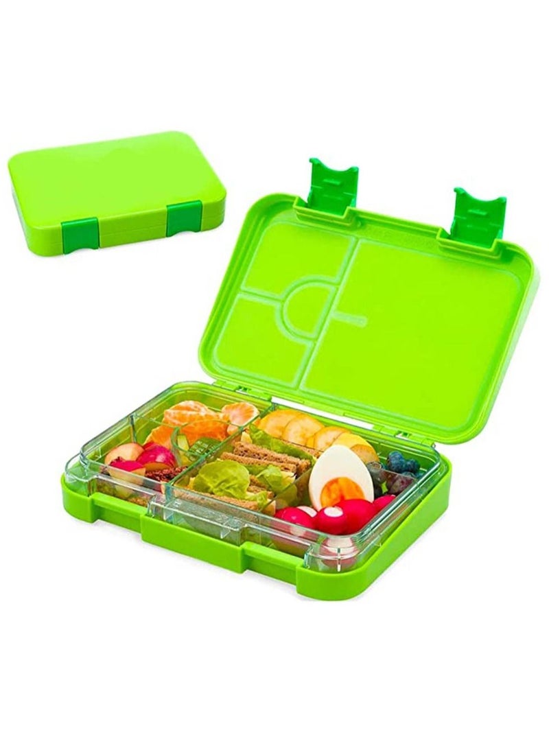Arabest صندوق غداء بينتو بوكس بينتو للأطفال مع 6 أقسام - صندوق غداء مانع للتسرب للأولاد والبنات، خالٍ من البيسفينول A، آمن للاستخدام في غسالة الأطباق في الميكروويف، صندوق غداء للمدرسة (أخضر) - Image 2