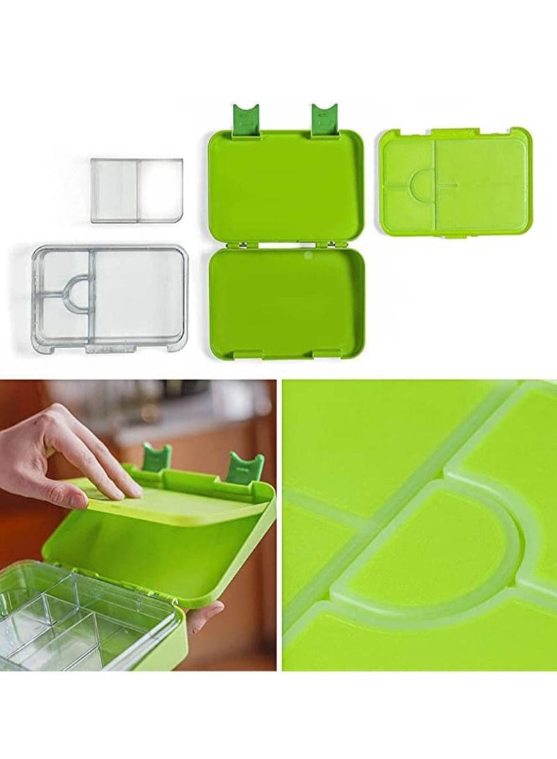 Arabest صندوق غداء بينتو بوكس بينتو للأطفال مع 6 أقسام - صندوق غداء مانع للتسرب للأولاد والبنات، خالٍ من البيسفينول A، آمن للاستخدام في غسالة الأطباق في الميكروويف، صندوق غداء للمدرسة (أخضر) - Image 4