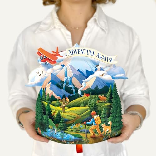 Freshcut Paper Pop Up Cards, Adventure Awaits, 12 Inch Life Sized 3D Popup Greeting Card, Birthday Cards, Graduation Card, Travel Themed Retirement, Baby Shower, Blank Notecard & Envelope - Image 1