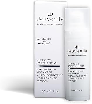 Jeuvenile Peptide Eye Contour Cream Reduces Dark Circles Puffiness and Wrinkles for Youthful Radiant Skin Niacinamide Panthenol Sodium Hyaluronate and Antioxidants for All Skin Types 30ml - Image 1