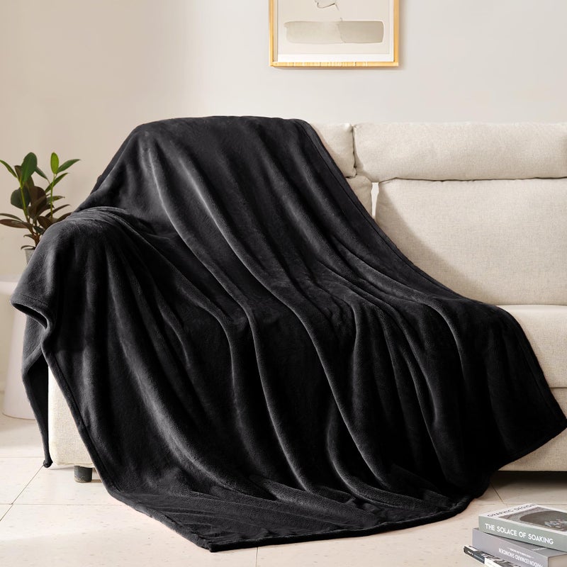 BEAUTEX Fleece Blanket King Size Super Soft Flannel Throw Blanket Lightweight Fuzzy Plush Blanket for Couch Sofa or Bed All Seasons (Black  108"" x 90"") - Image 1