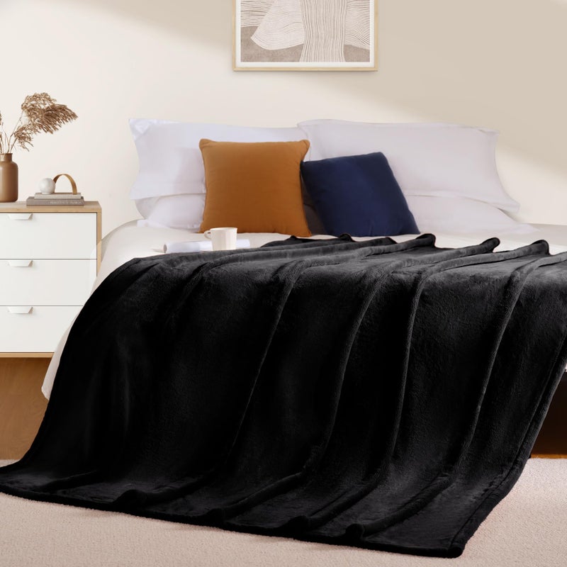 BEAUTEX Fleece Blanket King Size Super Soft Flannel Throw Blanket Lightweight Fuzzy Plush Blanket for Couch Sofa or Bed All Seasons (Black  108"" x 90"") - Image 3