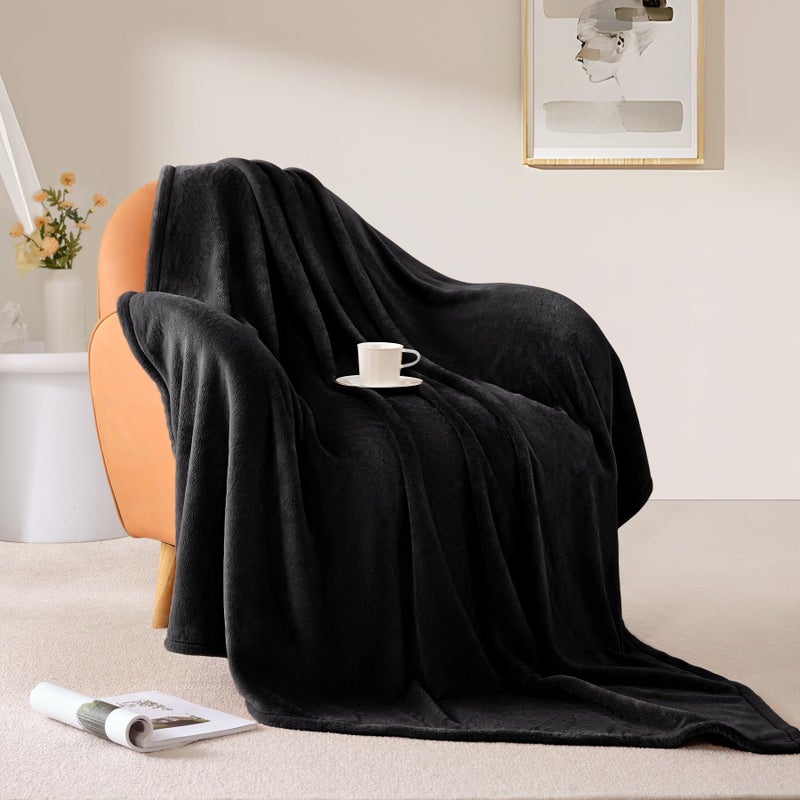 BEAUTEX Fleece Blanket King Size Super Soft Flannel Throw Blanket Lightweight Fuzzy Plush Blanket for Couch Sofa or Bed All Seasons (Black  108"" x 90"") - Image 4