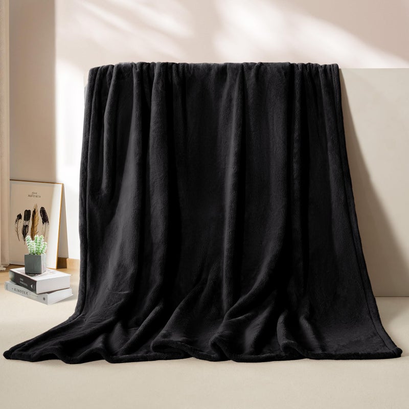 BEAUTEX Fleece Blanket King Size Super Soft Flannel Throw Blanket Lightweight Fuzzy Plush Blanket for Couch Sofa or Bed All Seasons (Black  108"" x 90"") - Image 5