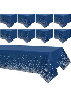 Generic Waterproof Rectangular Party Table Cover Blue Silver Dot 