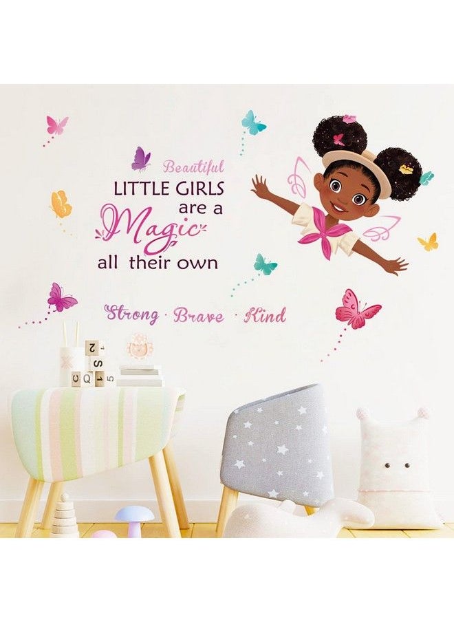 decalmile - Black Girl Magic Adventure Wall Stickers Pink Butterfly Inspirational Quote Wall Decals Girls Bedroom Baby Nursery Daycare Wall Decor - Image 1