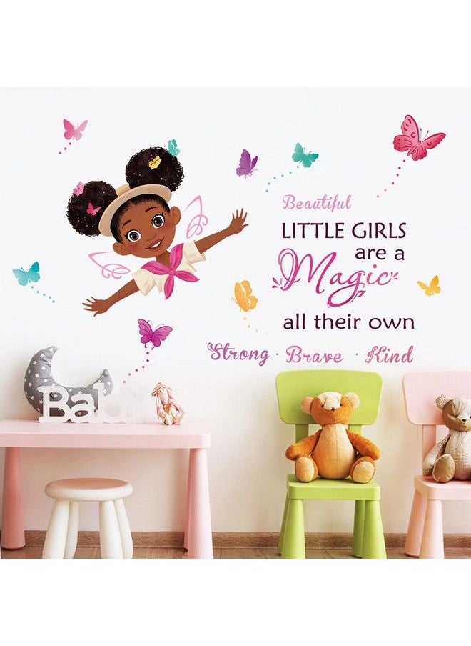 decalmile - Black Girl Magic Adventure Wall Stickers Pink Butterfly Inspirational Quote Wall Decals Girls Bedroom Baby Nursery Daycare Wall Decor - Image 1