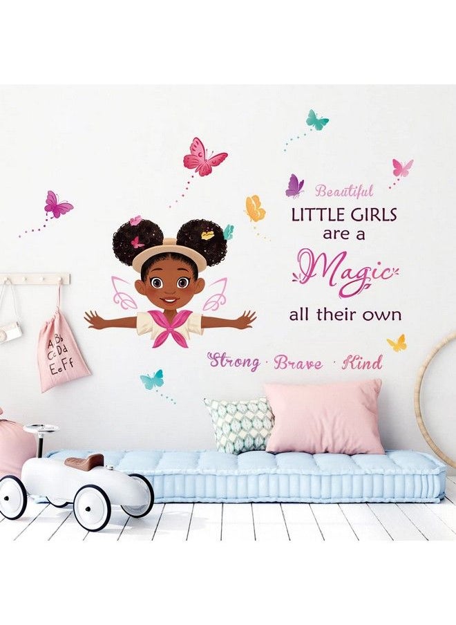 decalmile - Black Girl Magic Adventure Wall Stickers Pink Butterfly Inspirational Quote Wall Decals Girls Bedroom Baby Nursery Daycare Wall Decor - Image 1