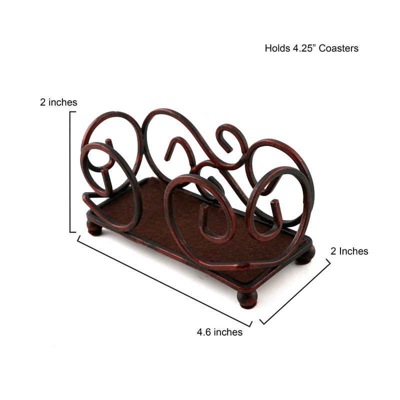 Thirstystone Bronze Colored Iron Coaster Holder with Ball Feet Holds 4-4" Round or Square Coasters - Image 2