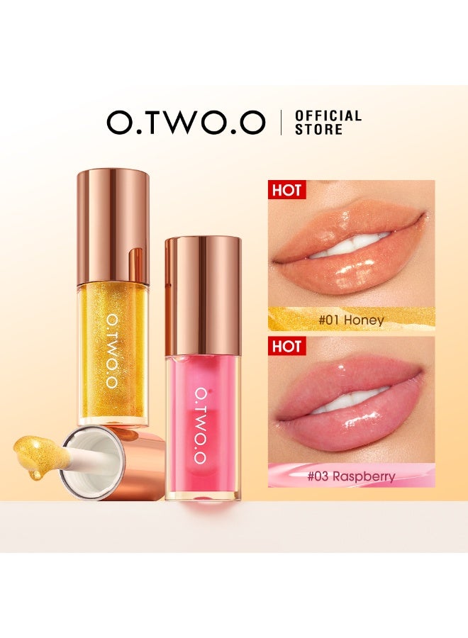 أوتو O.TWO.O Plump Shiny Crystal Lip Gloss – High Shine & Moisturizing (#1, HONEY) - Image 3