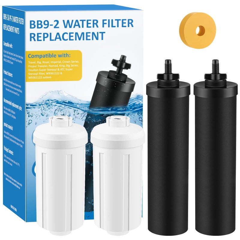 Water Filter Replacement Compatible with Berkey BB92 Filters  PF2 Fluoride Filters Compatible with Berkey Big Light Imperial Travel Crown Royal Series 4 pack