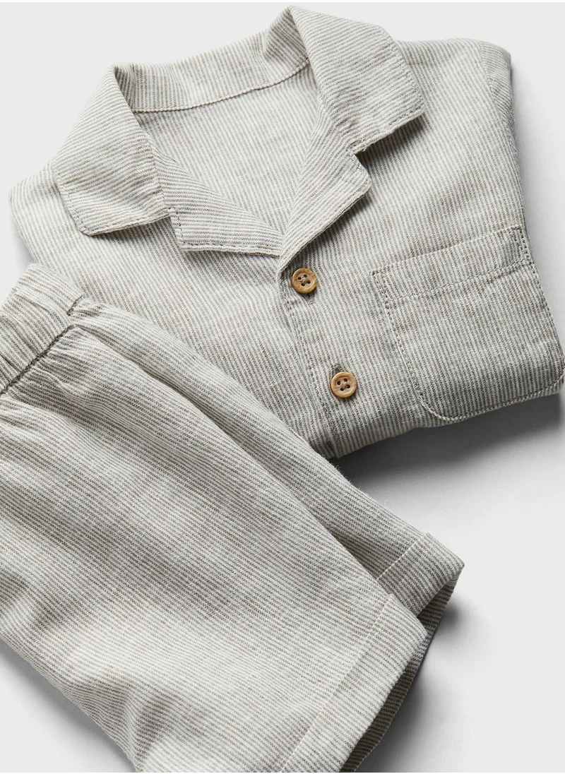 اتش اند ام Kids Button Down Shirt & Shorts Set