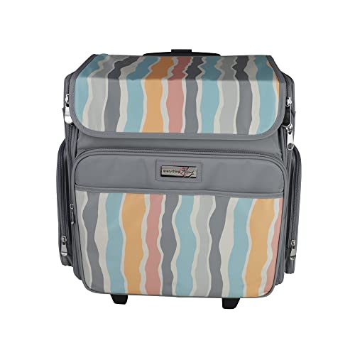 Everything Mary Rolling Scrapbook Tote – Grey Stripes Craft Bag with Wheels – Portable Storage Organizer for Scrapbooking, Papercraft & Art Supplies - Image 5