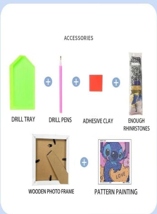 مجموعة أدوات الرسم الماسي 5D DIY / مع إطار الصورة سترس قماش برواز  مقاس 15*15سم   ، فن الرسم الماسي اللطيف للفتيات والأولاد والبالغين والمبتدئين هدية - Image 2