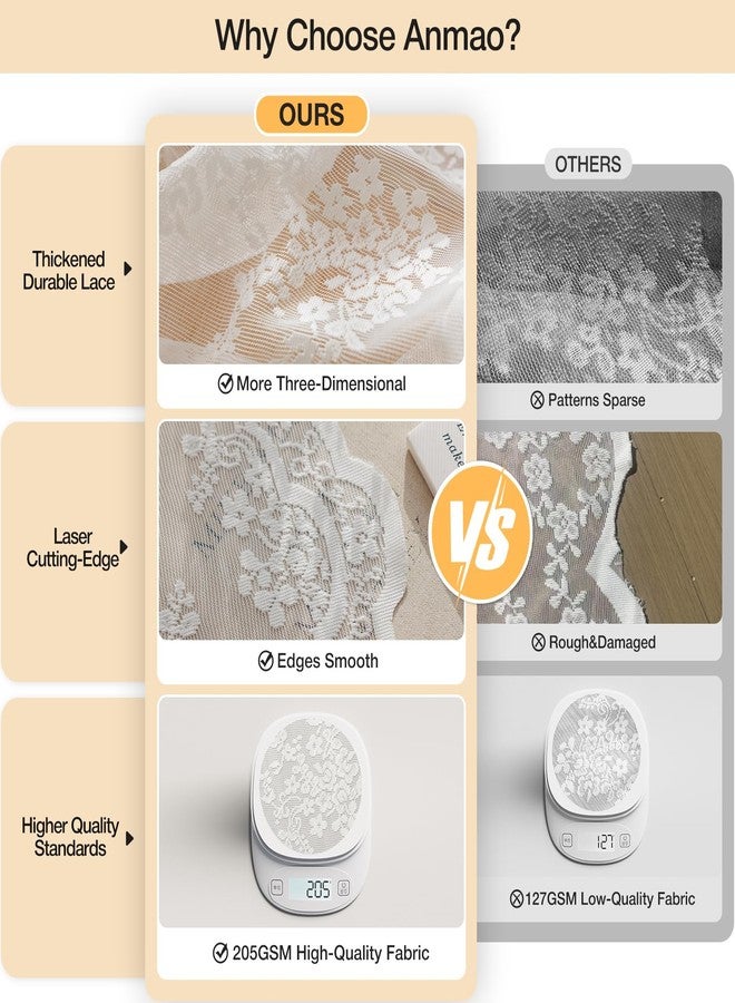 Anmao Vintage Lace Curtains 84 Inches Long 2 Panels, Romantic Semi Sheer Floral Lacy Curtains for Living Room, Elegant Window Drapes for Bedroom with Bow Curtain Ties, 59 Inch Wide Each Panel, White - Image 2