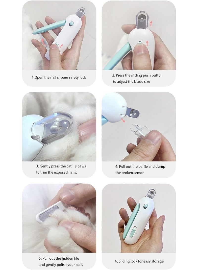 CMGTYYD. 2PcsCat مسامير قابلة للتعديل، مسامير الأظافر المضادة للمخدرات ومقاصير الأظافر، مسامير الحيوانات الأليفة المحترفة والمنزلية (الأزرق + الوردي) - Image 3