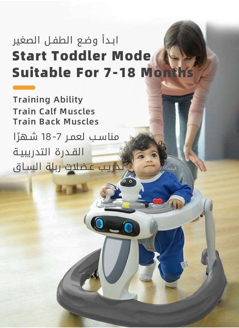 MIXDE 3 in 1 Baby Walker With Parent Push Handle Adjustable Height Multifunction and Big Comfortable Seat Cushion, Detachable Trampoline Mat for Infants & Children  - Image 2