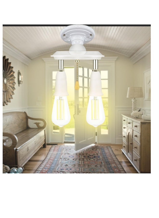 محول مصباح سلسلة السحب، محول قابس E26/E27 2 في 1، قابل للتعديل 360 درجة وقابل للثني 180 درجة، محول قابس مصباح سلسلة سحب.