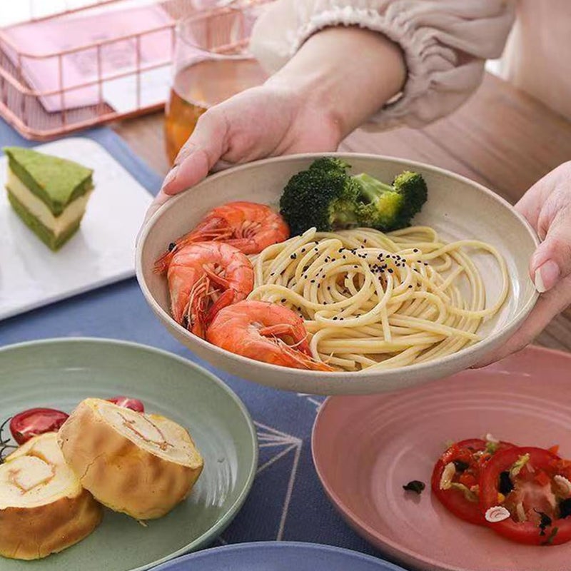 Lchkrep Unbreakable Wheat Straw Plates 9 Inch, Reusable Lightweight Deep Plates Dinner Dishes Plastic Plates Microwave Safe Dinnerware for Adult, BPA-Free Cereal plates 4 Pcs - Image 2
