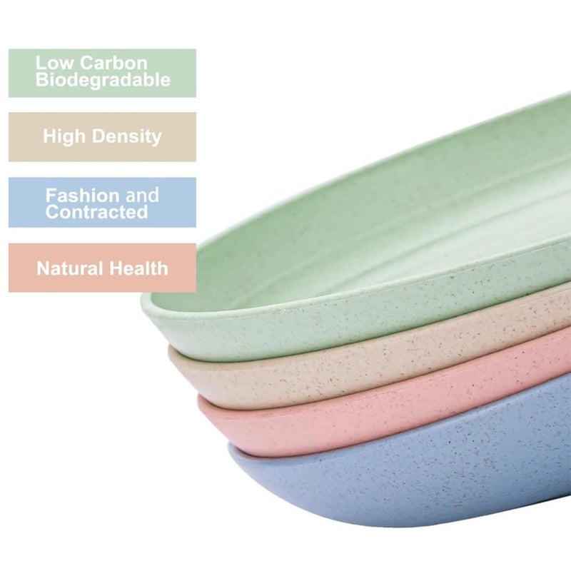 Lchkrep Unbreakable Wheat Straw Plates 9 Inch, Reusable Lightweight Deep Plates Dinner Dishes Plastic Plates Microwave Safe Dinnerware for Adult, BPA-Free Cereal plates 4 Pcs - Image 4