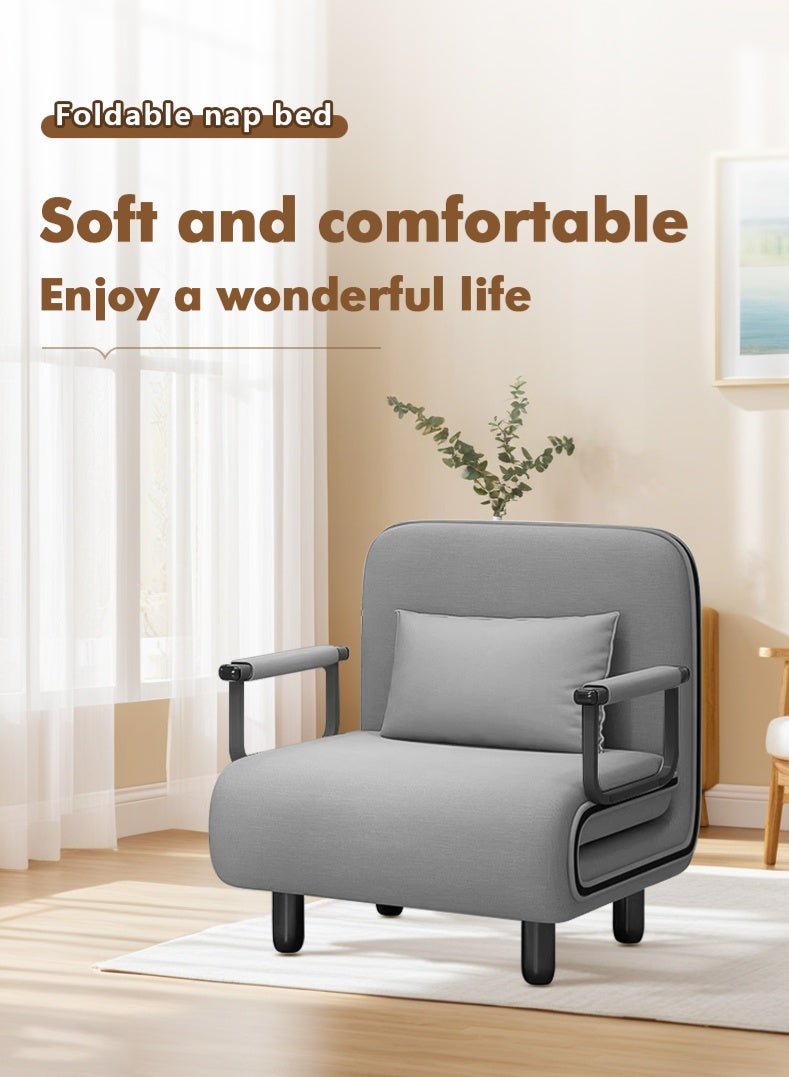 Zeno Linen Art Folding Sofa Bed Dual-Use Living Room Multi-Function Lunch Break Lazy Sofa - Image 1