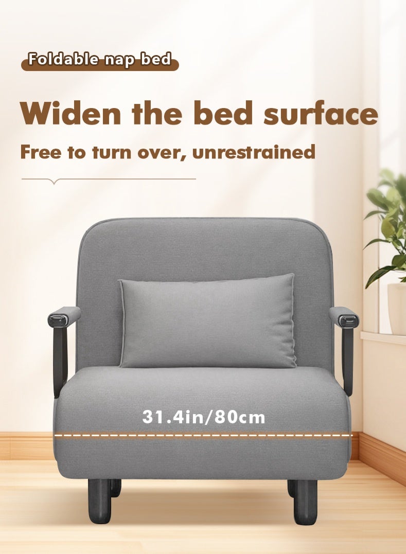 Zeno Linen Art Folding Sofa Bed Dual-Use Living Room Multi-Function Lunch Break Lazy Sofa - Image 2