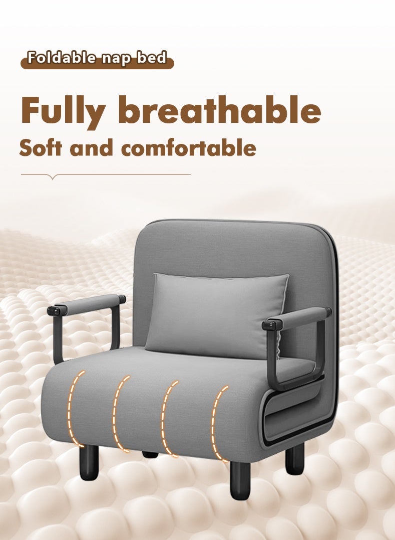 Zeno Linen Art Folding Sofa Bed Dual-Use Living Room Multi-Function Lunch Break Lazy Sofa - Image 3