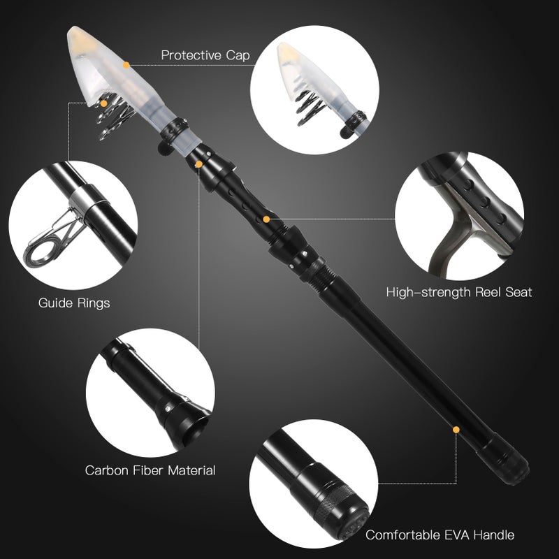Fishing Rod and Reel Combos Telescopic Fishing Pole with Spinning Reel Combo Kit Fishing Line Lures Hooks Swivels Set Fishing Accessories with Tackle Box - Image 3