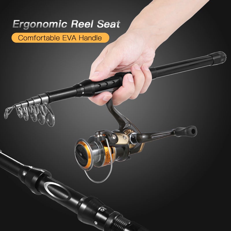 Fishing Rod and Reel Combos Telescopic Fishing Pole with Spinning Reel Combo Kit Fishing Line Lures Hooks Swivels Set Fishing Accessories with Tackle Box - Image 2