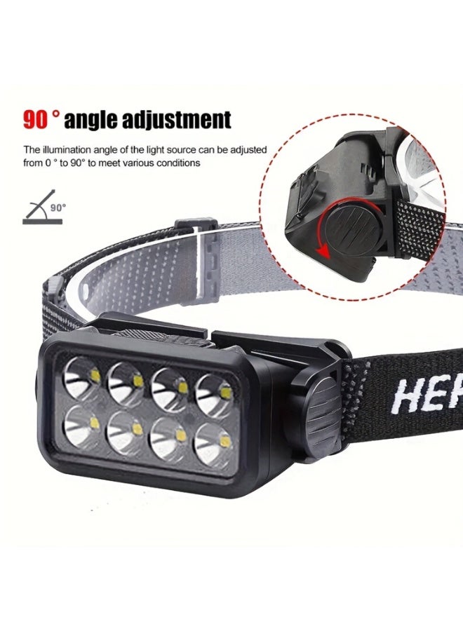This Motion-Sensing, Rechargeable Outdoor Headlamp Features 8 Leds, Making It Ultra-Light And Bright. It Offers 5 Light Modes And Is A Lightweight Headlamp/Flashlight Suitable For Outdoor Activities, Camping, Running, And Fishing. - Image 5