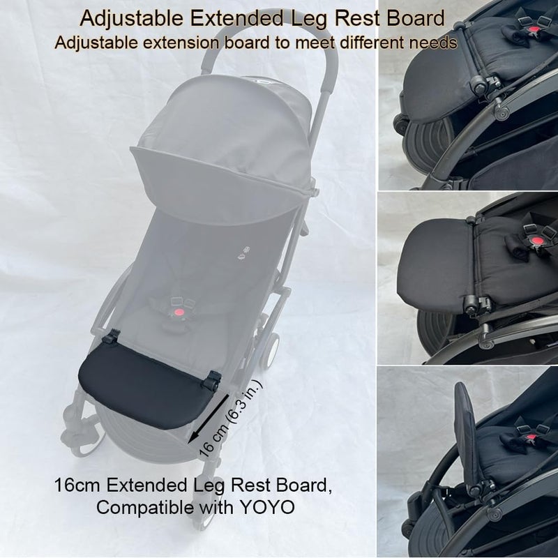 Feliliber Stroller Leg Rest Compatible with Babyzen YOYO - Foldable Stroller Without Disassembly - Extend 6.2 inch Easy to Attach & Clean, Soft Fabric (Black) - Image 3