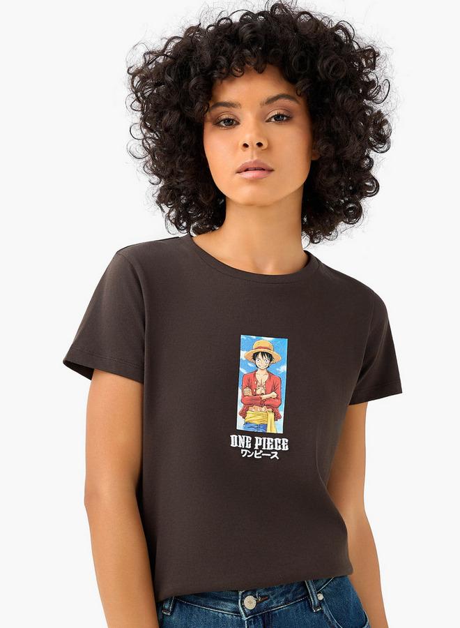 SP Characters Regular Fit Cotton T shirt with One Piece Print - Image 4