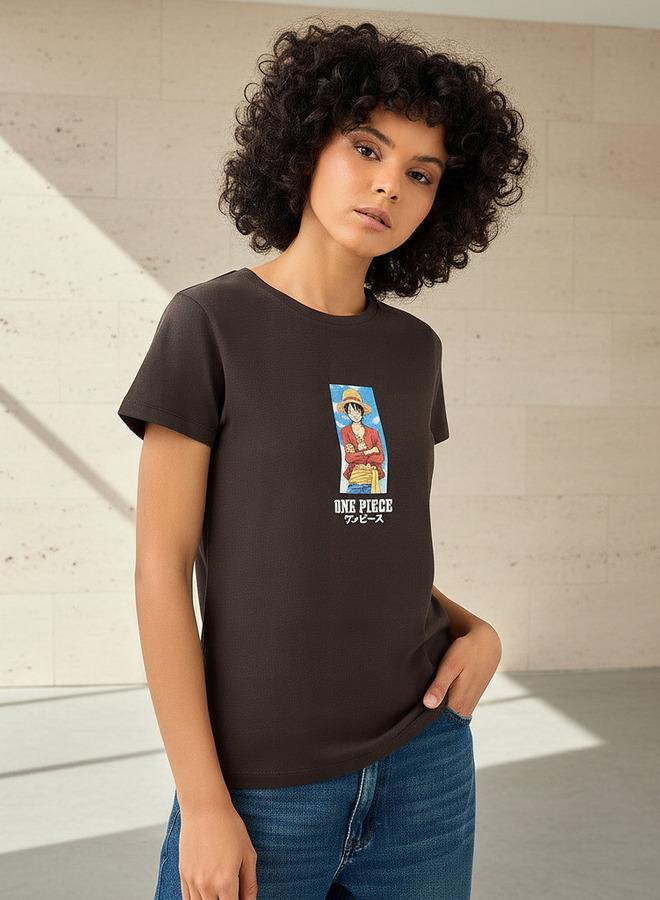 SP Characters Regular Fit Cotton T shirt with One Piece Print - Image 1