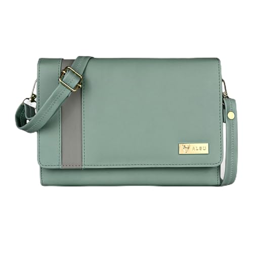 ALSU Women's trendy Sling Bag Light Green | handbag | purse | crossbody bag| deattachable straps |card slots (irf-019Lgrn) - Image 1
