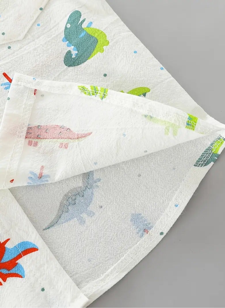 2pcs Baby Boys Dinosaur Print Short Sleeve Shirt  Elastic Shorts Set – Toddler Boys Summer Outfit, Casual Clothes for Daily Wear – Size S - Image 4