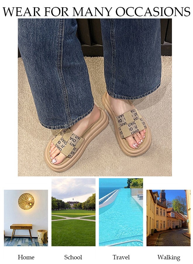 DUNISO Women's Summer Walking Sandals Air Cushion Support Platform Open Tole Slippers Comfortable Casual Wedge Sandals with Non-slip Soles Thick Sole Beach Slippers Indoor and Out Door  - Image 3