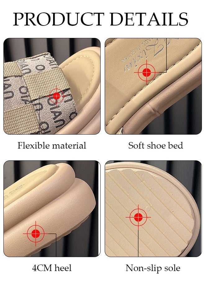 DUNISO Women's Summer Walking Sandals Air Cushion Support Platform Open Tole Slippers Comfortable Casual Wedge Sandals with Non-slip Soles Thick Sole Beach Slippers Indoor and Out Door  - Image 2