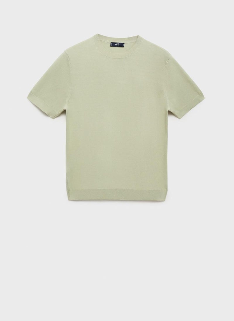Mango Man Crew Neck Knit T-Shirt  - Image 5