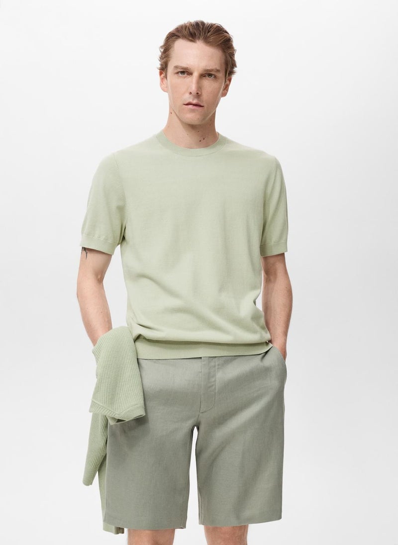Mango Man Crew Neck Knit T-Shirt  - Image 1