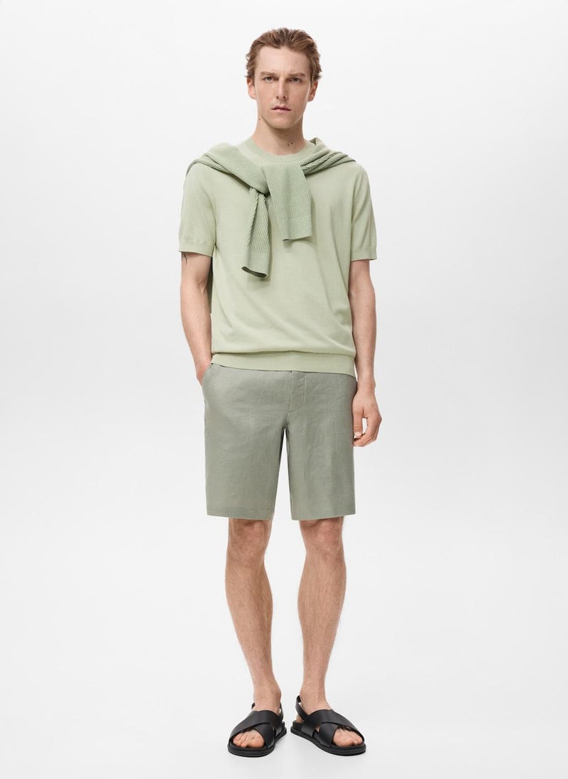 Mango Man Crew Neck Knit T-Shirt  - Image 4