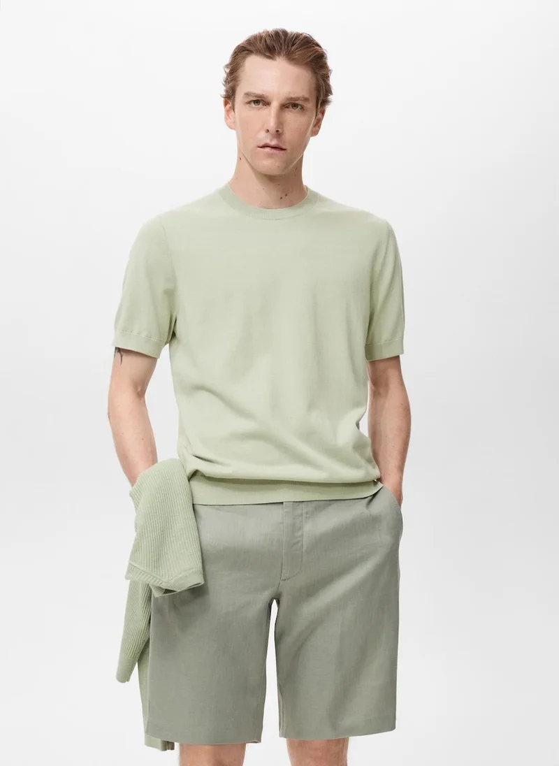 Mango Man Crew Neck Knit T-Shirt