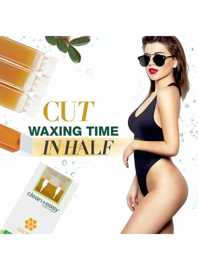 Clean + Easy Medium Original Roll On Wax Refill for Wax Cartridge, Hygienic Depilatory Hair Removal Treatment, Removes Fine to Coarse Hairs, Perfect for Delicate Skin - 3 Packs - Image 2